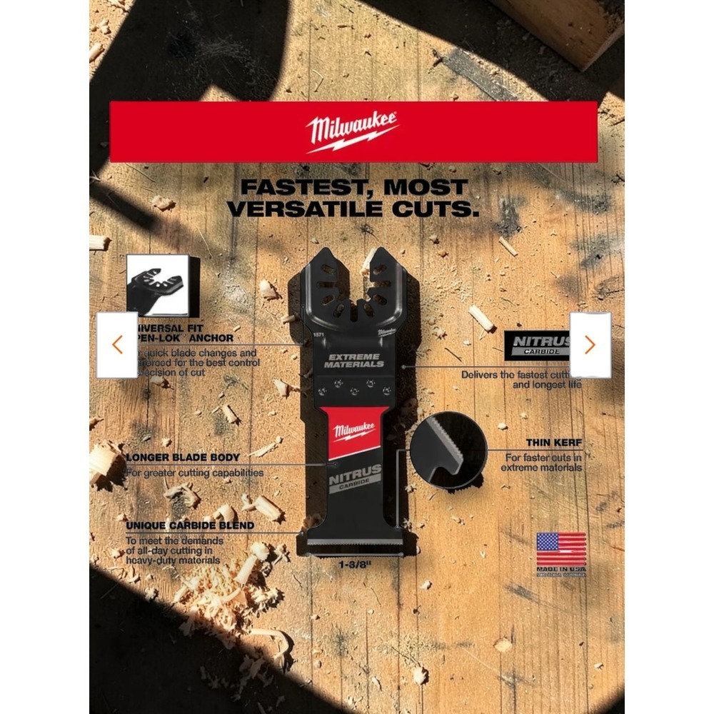 Milwaukee 49-25-1573 Oscillating Multi Tool Blades 3PK Extreme Materials Carbide - Picture 3 of 13